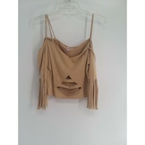 True Light Tan Fringed Top Size S Junior